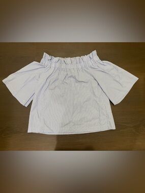 H&M Blue and White Striped Off-Shoulder Top